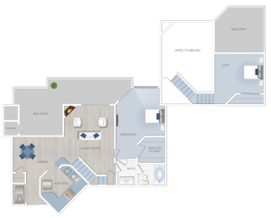 A floor plan of a two bedroom apartment available for rent in Burbank, CA.